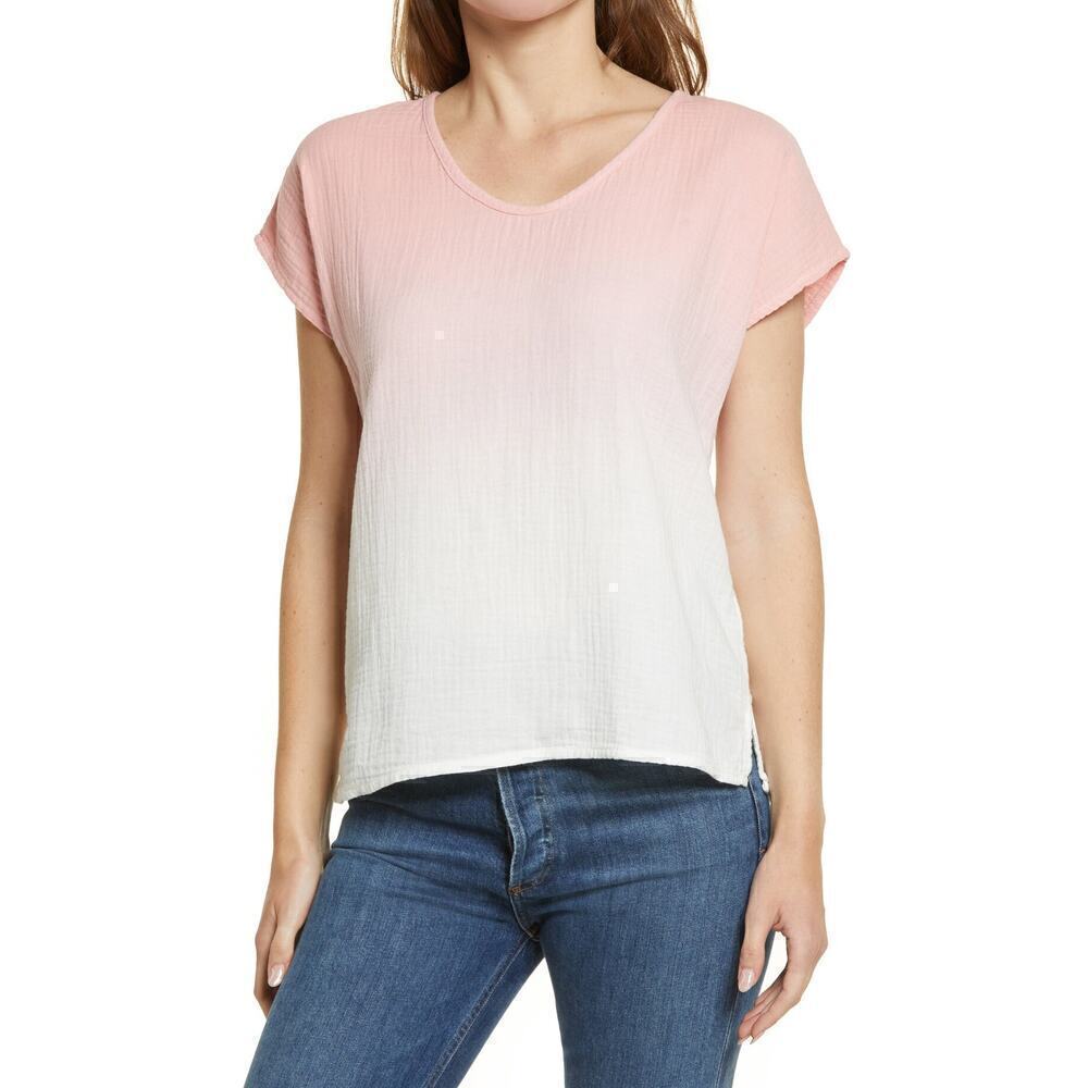 NWT Caslon Woven V-Neck T-Shirt in Pink Bride Ombre Size Small